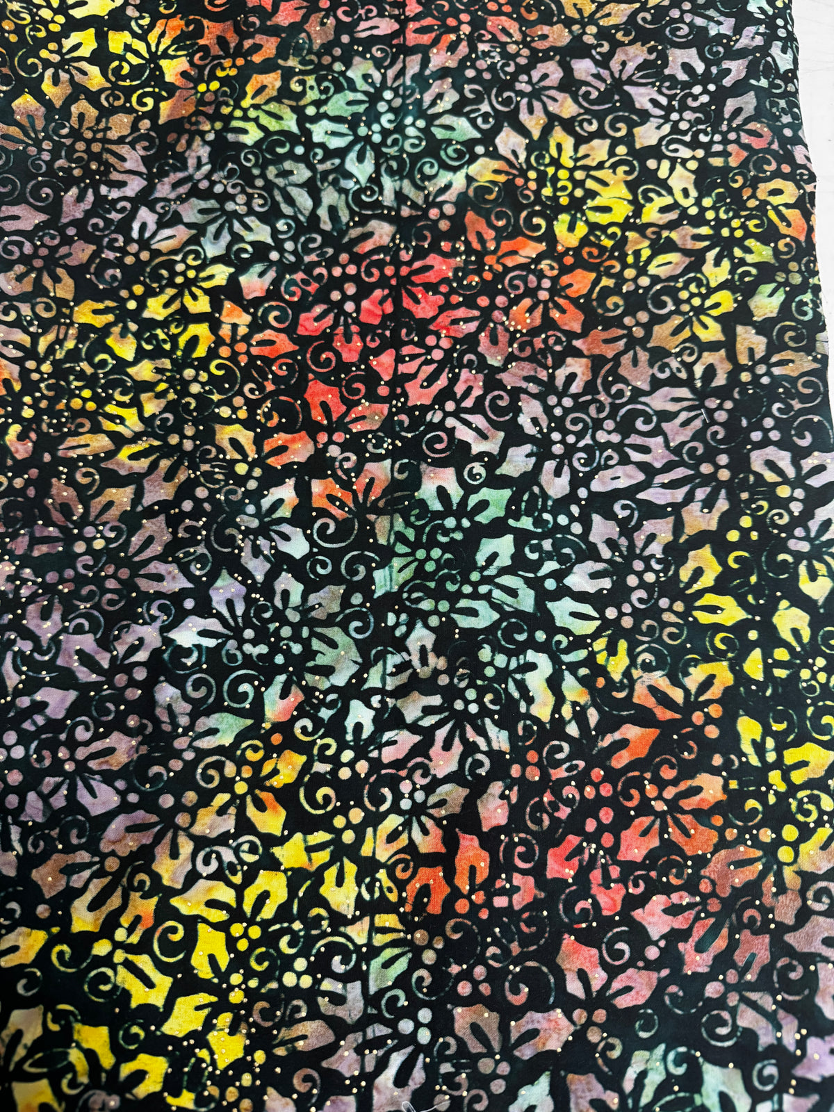 3yd Joyful Holiday Batik Metallic Robert Kaufman AMDM 22642 238 GARDEN 229Y