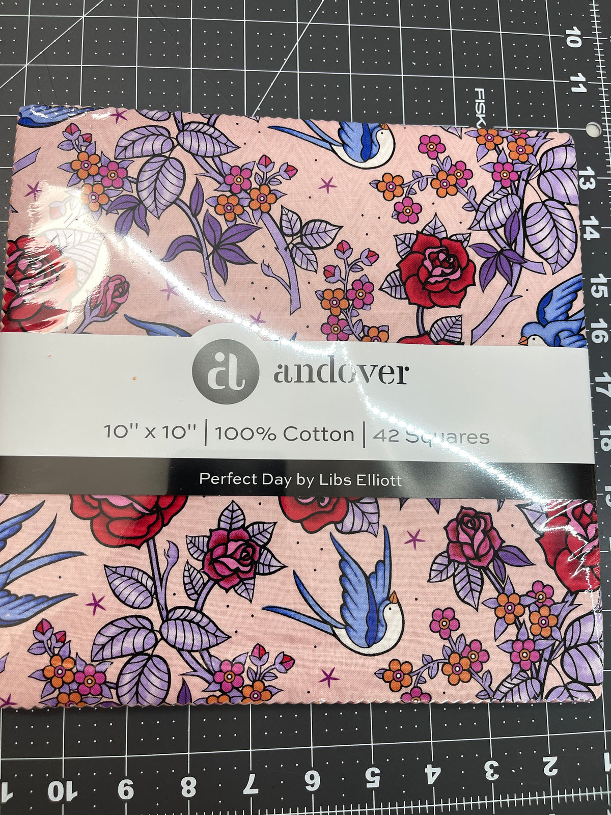 Perfect Day 10" Squares by Libs Elliott for Andover Fabrics 10-PERF-42. Layer Cake