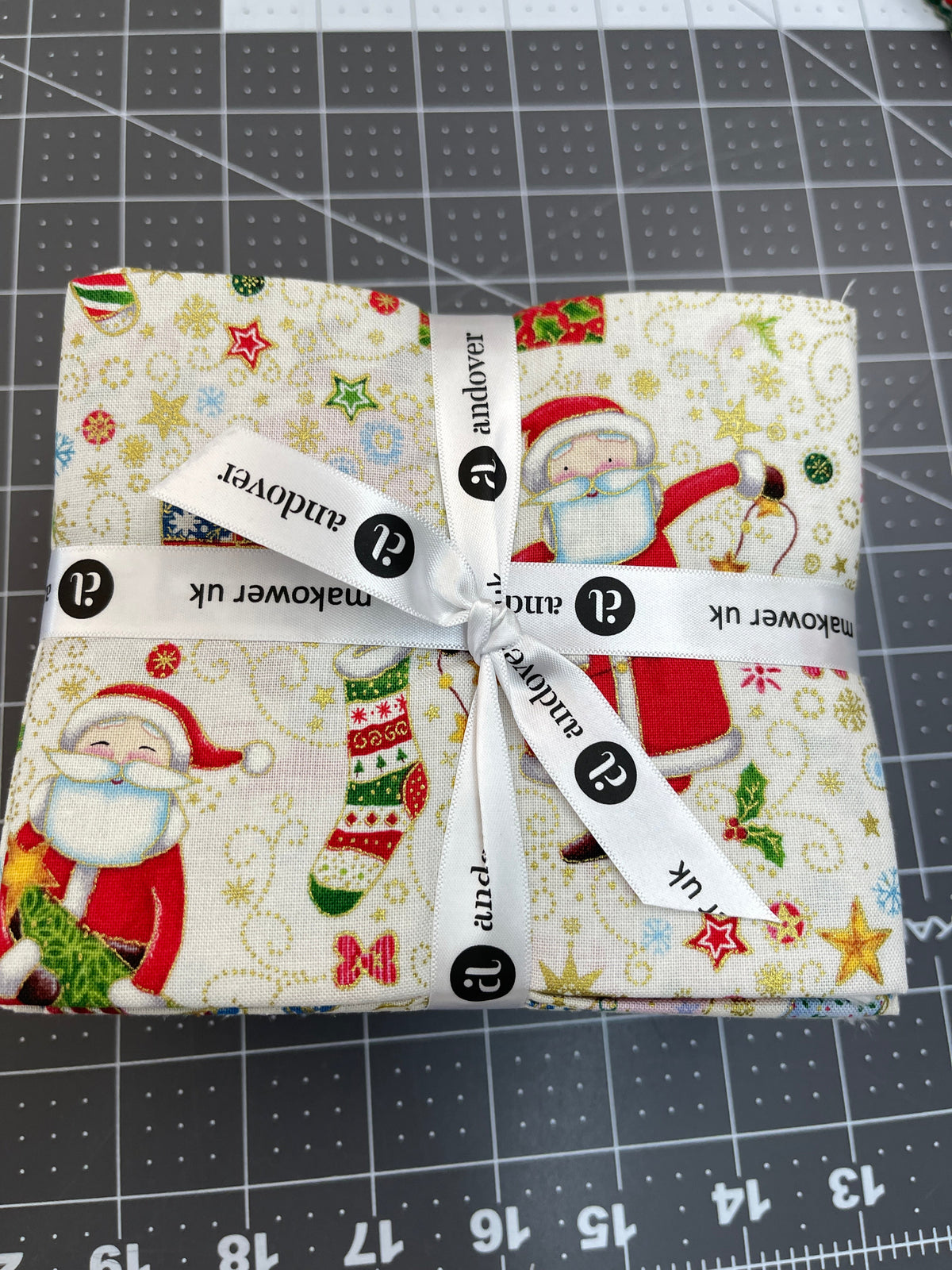 Jolly Saint Nick 15 Fat Quarter Bundle by Makower for Andover Fabrics