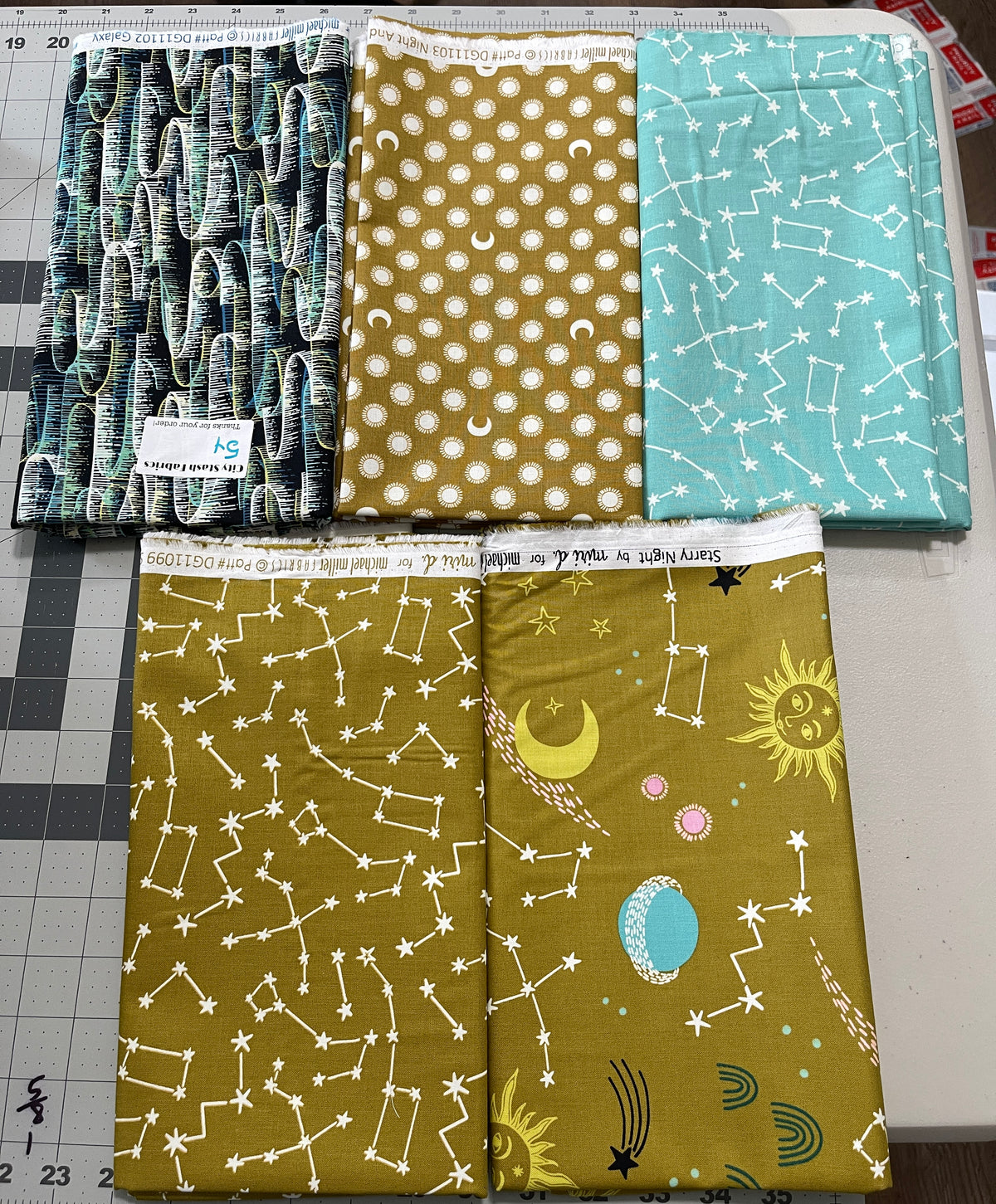 5 Yard Bundle - Starry Night (Glow In The Dark) Michael Miller 92Y