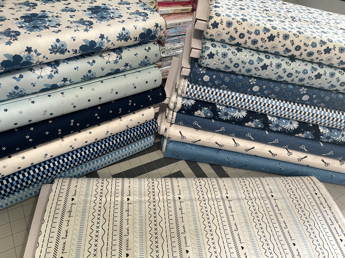 16 Half Yard Bundle Blue Blooms and Threads Riley Blake