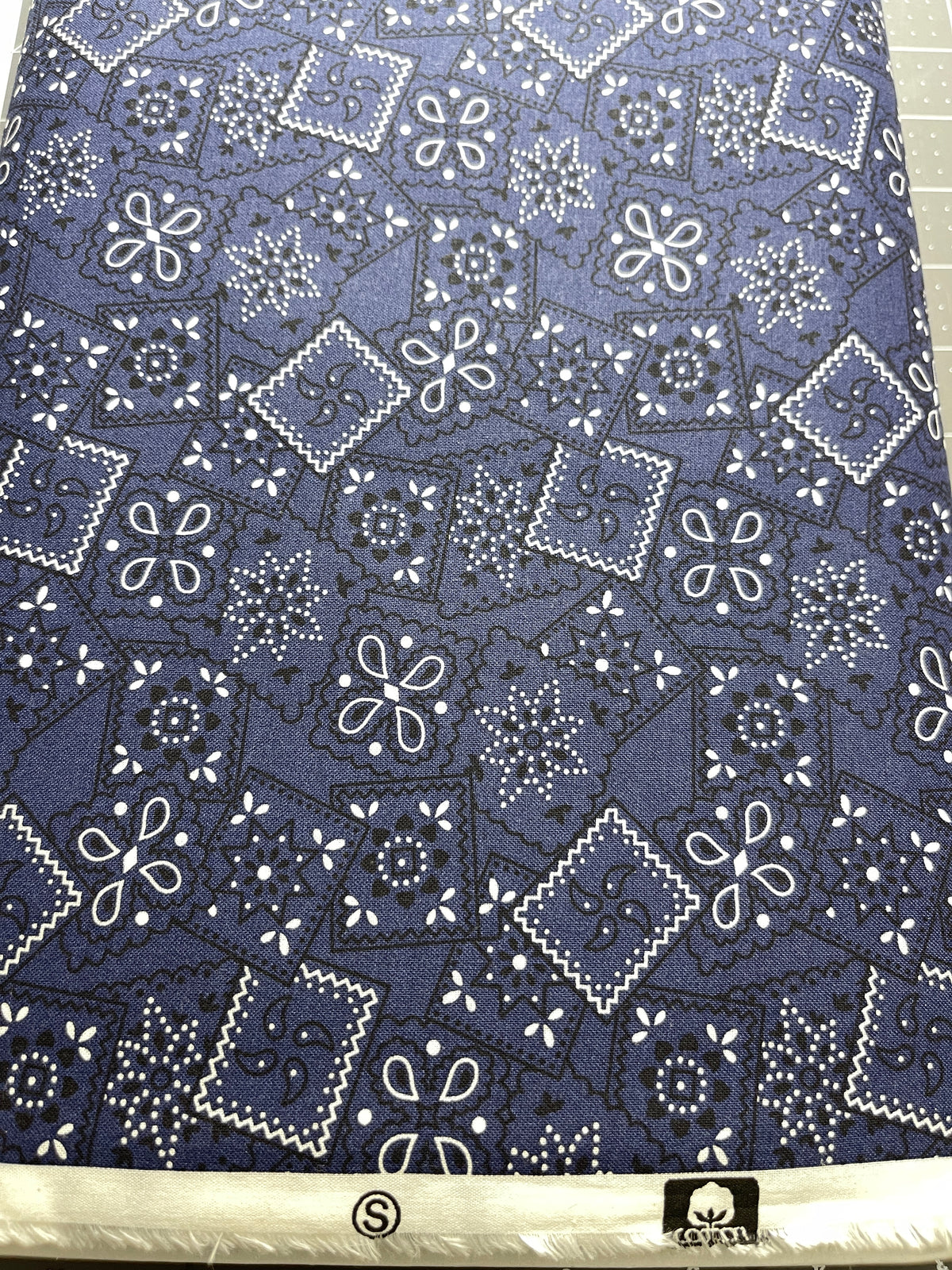 Country Western Bandana Print Toss Navy Blue 100% Cotton 15 Yard Bolt