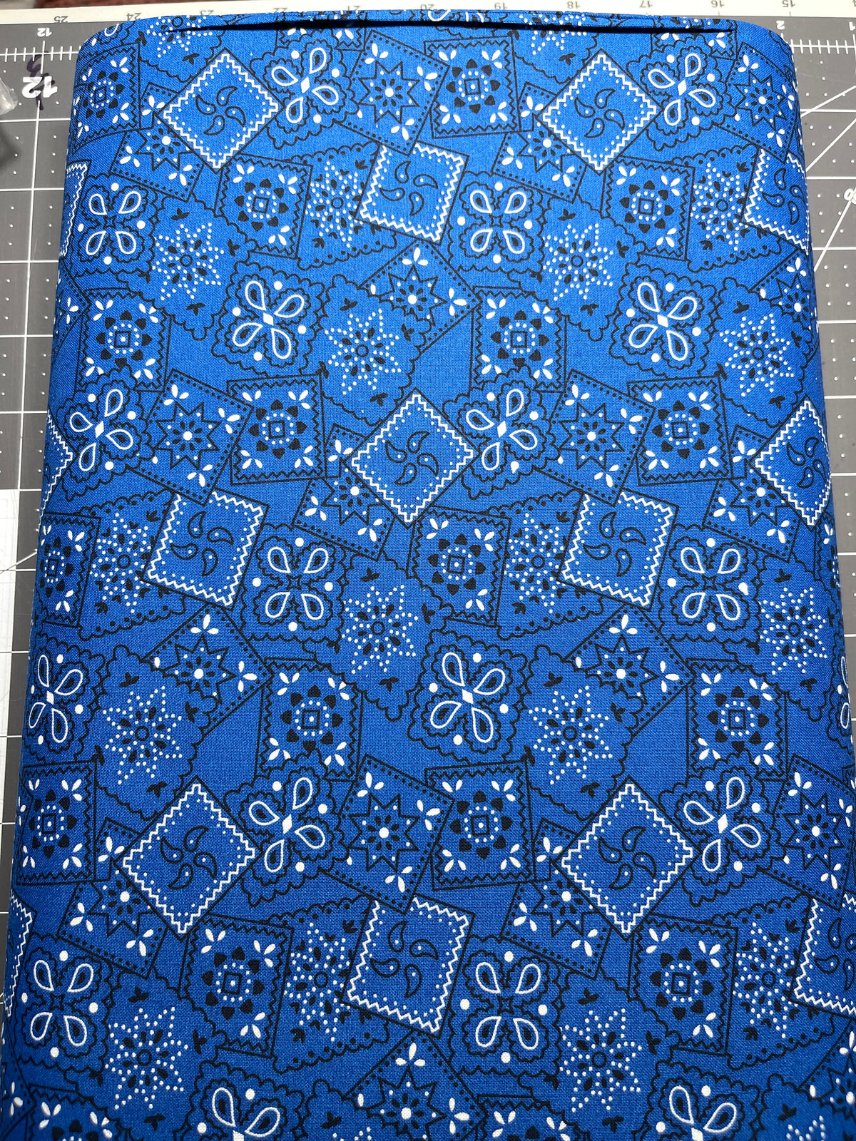 Country Western Bandana Print Toss Blue 100% Cotton 15 Yard Bolt