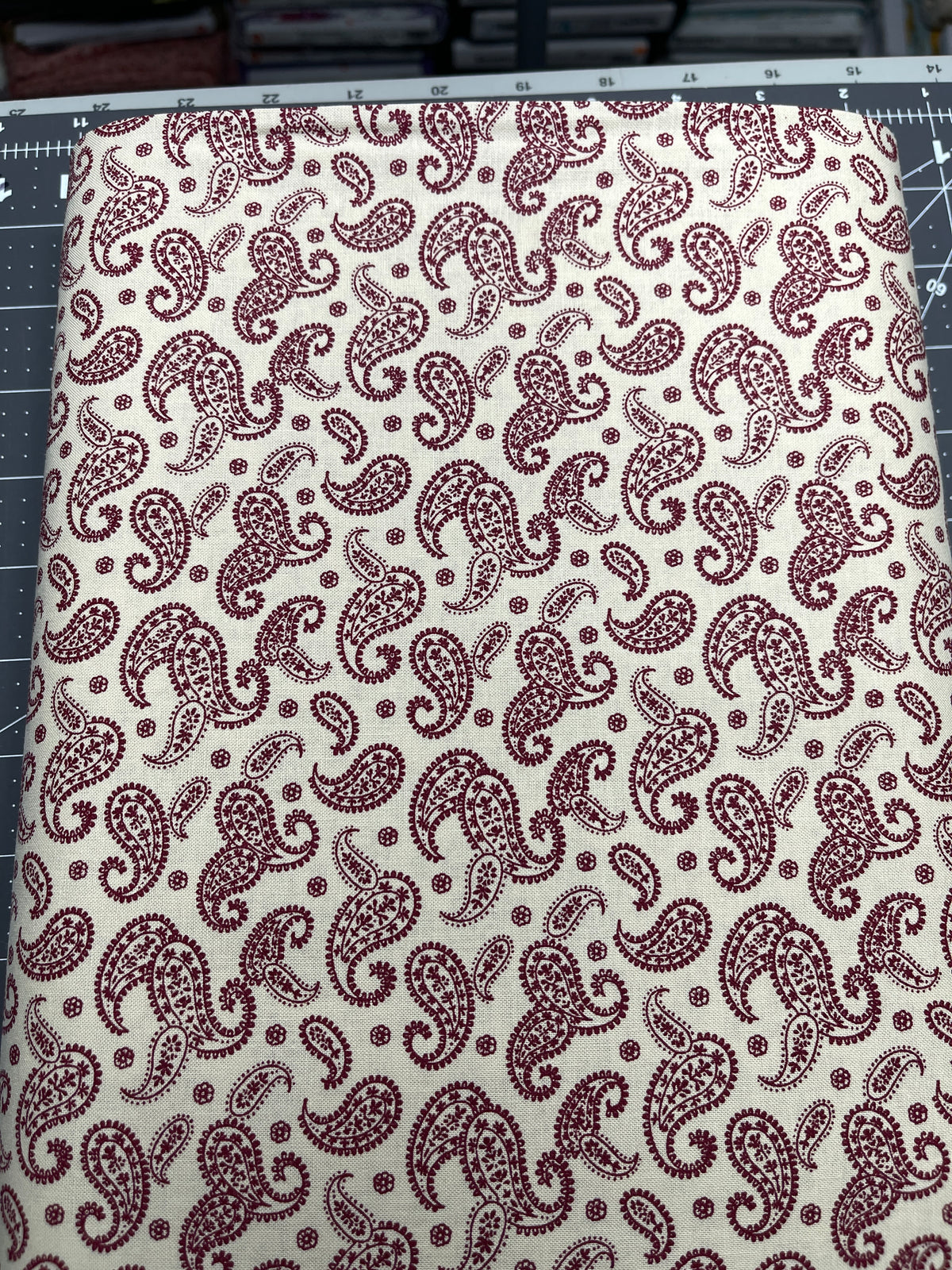 Calico Paisley 1800's Reprint Red 100% Cotton 15 Yard Bolt