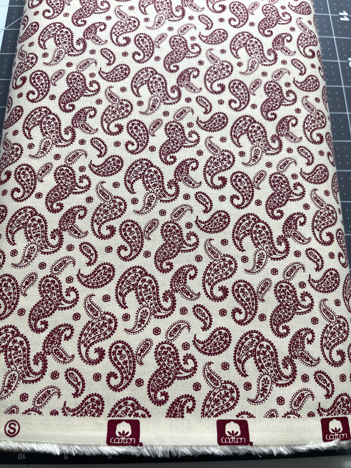 Calico Paisley 1800's Reprint Red 100% Cotton 15 Yard Bolt