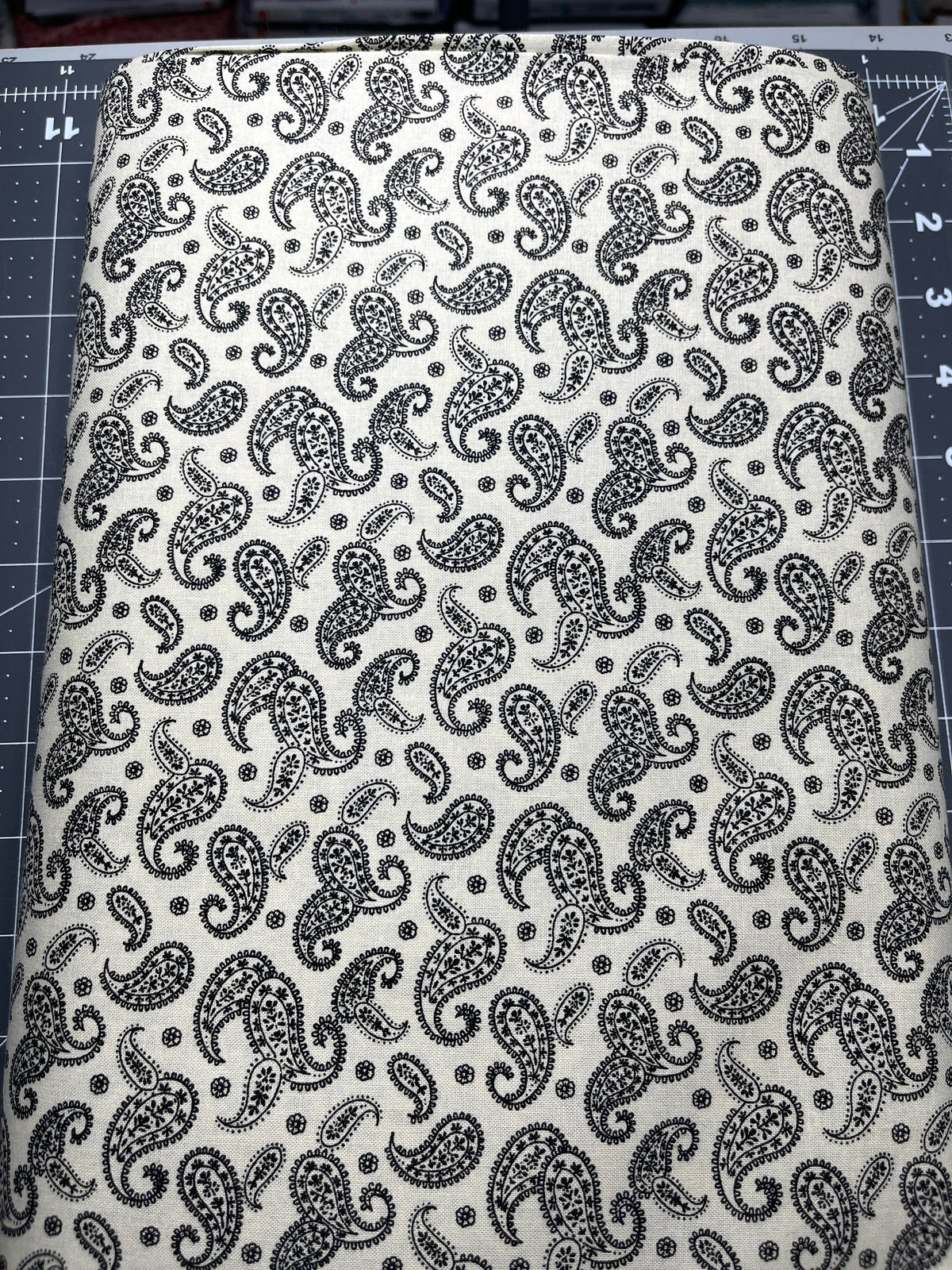 Calico Paisley 1800's Reprint Black 100% Cotton 15 Yard Bolt