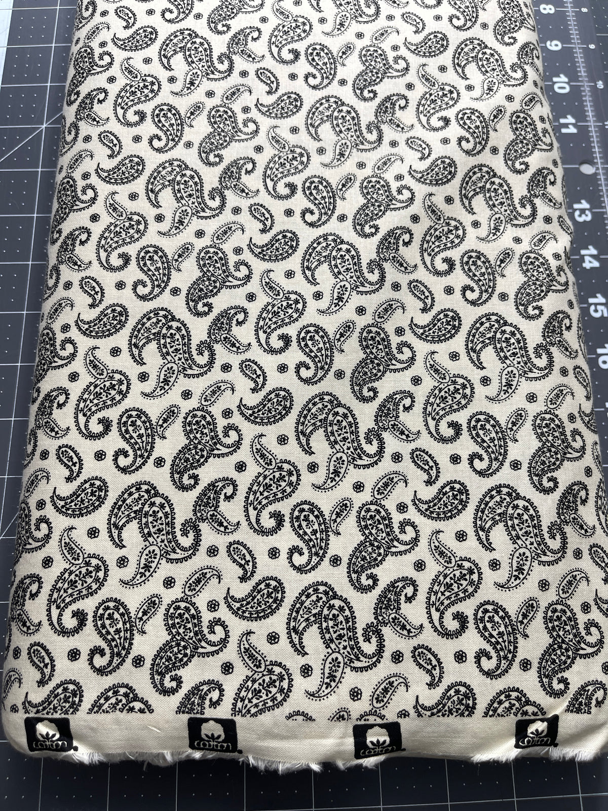 Calico Paisley 1800's Reprint Black 100% Cotton 15 Yard Bolt