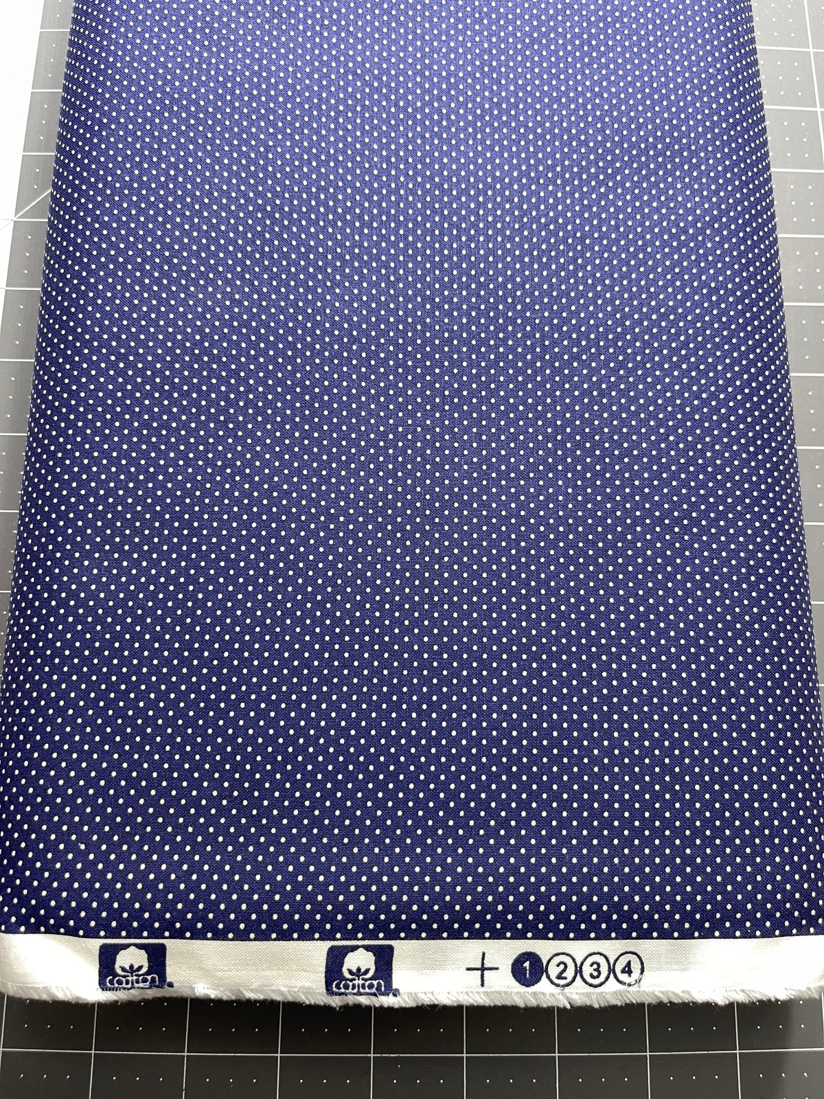 Swiss White Polka Dots Navy Blue 100% Cotton 15 Yard Bolt