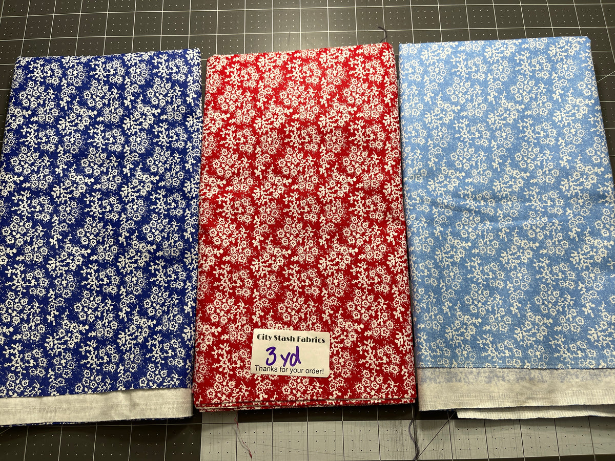 3 Yard Bundle - Calico Small Floral 100% Cotton Fabric 135Y