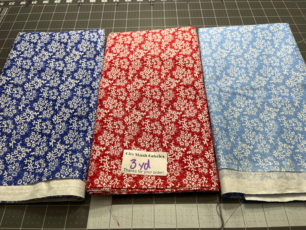 3 Yard Bundle - Calico Small Floral 100% Cotton Fabric 135Y