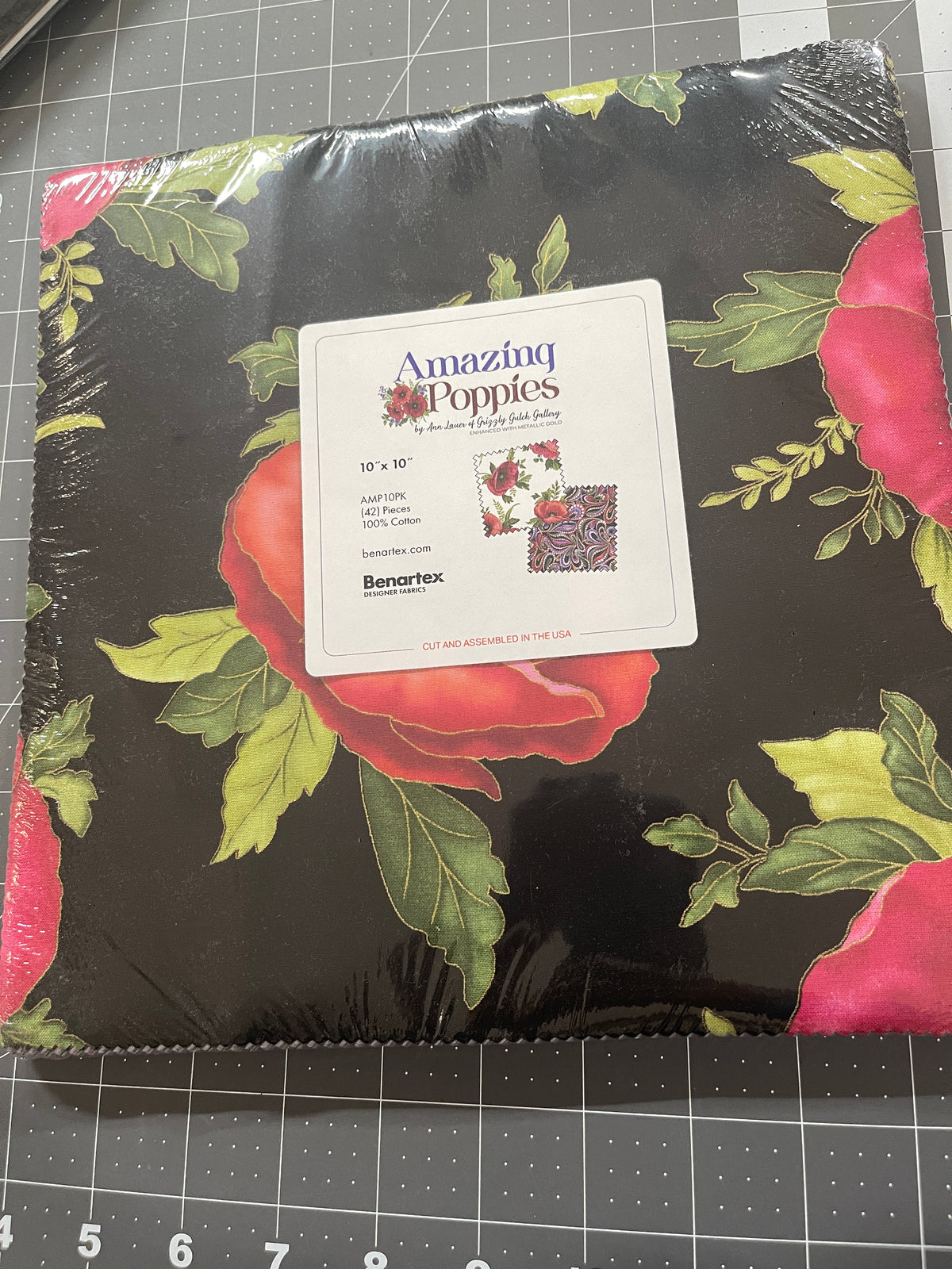 Amazing Poppies 10" Squares Layer Cake AMP10PK Benartex