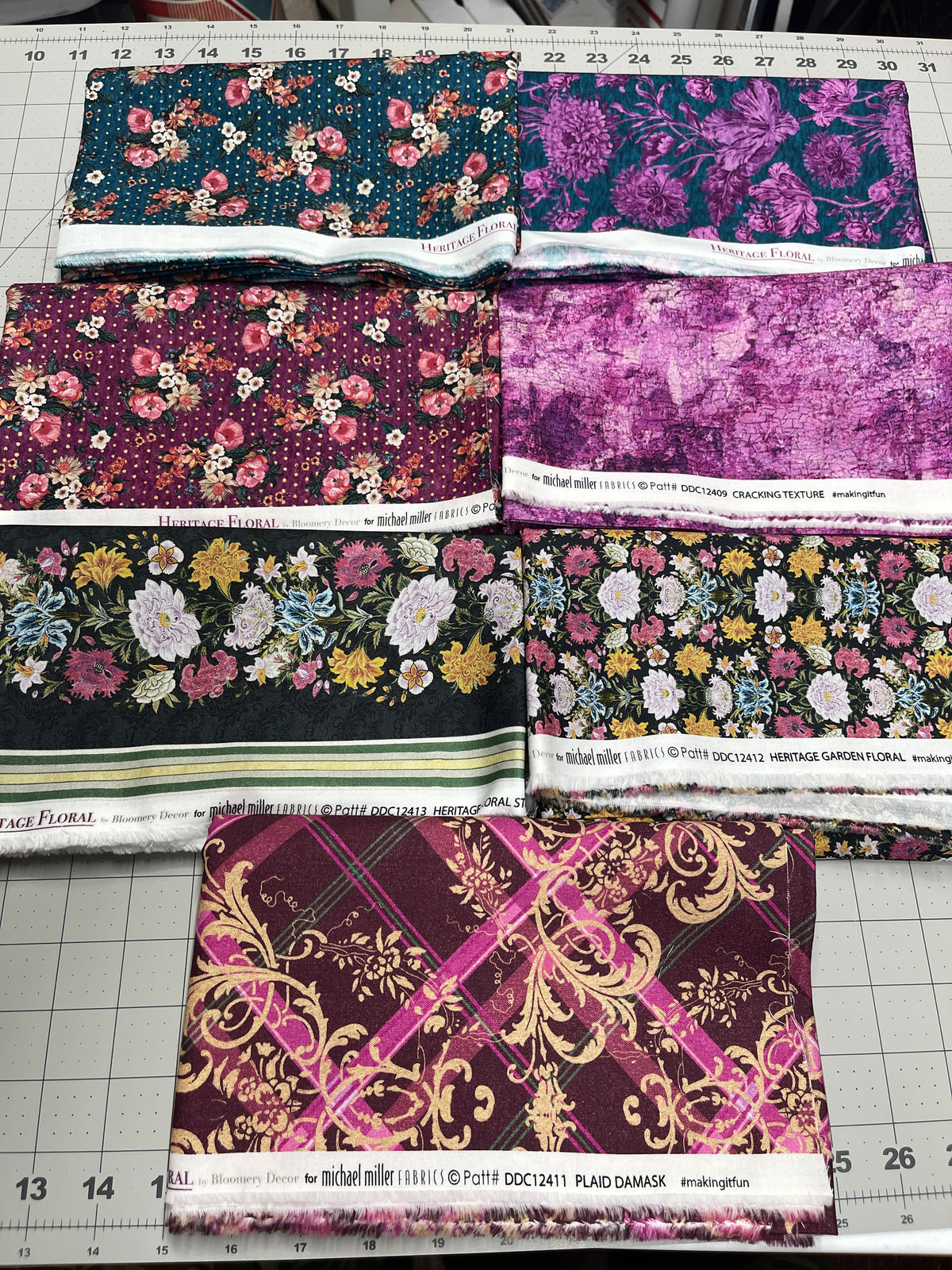 7 Yard Bundle Heritage Garden Floral Michael Miller 218Y