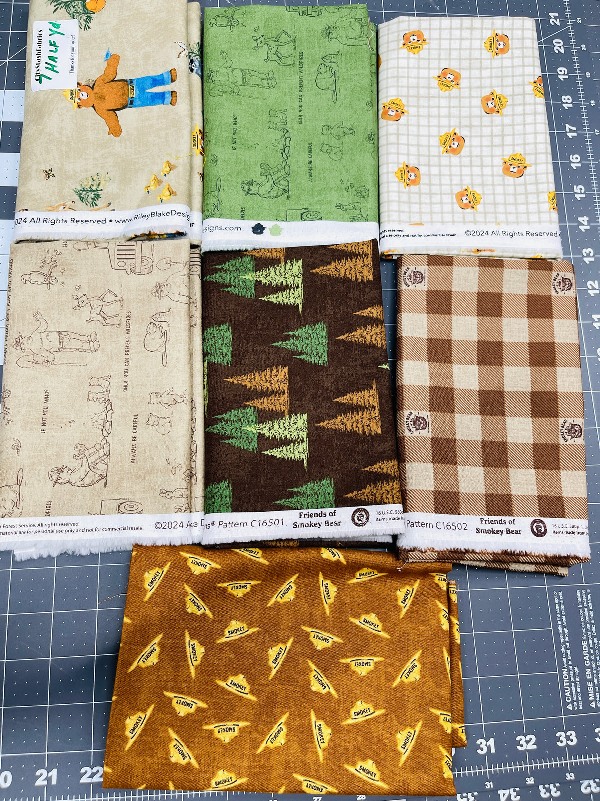 7 Half Yard Bundle Smokey The Bear Riley Blake 252H