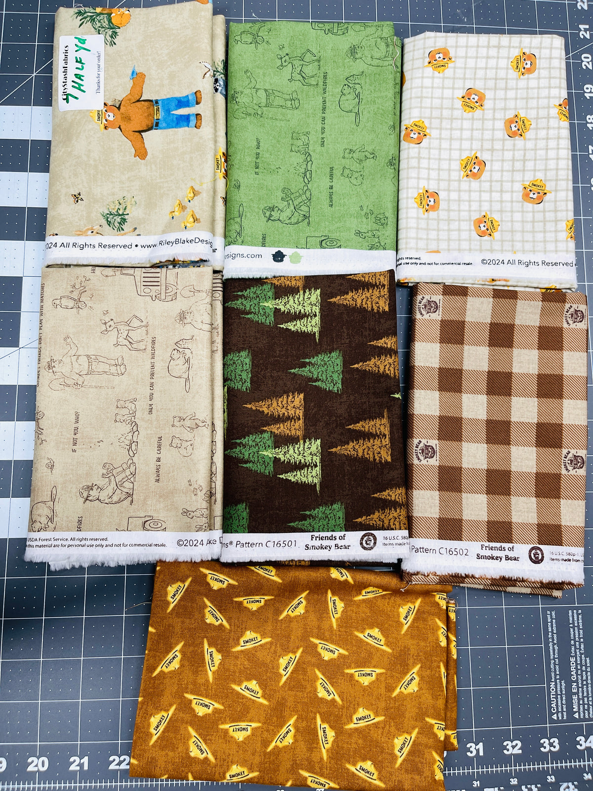 7 Half Yard Bundle Smokey The Bear Riley Blake 252H