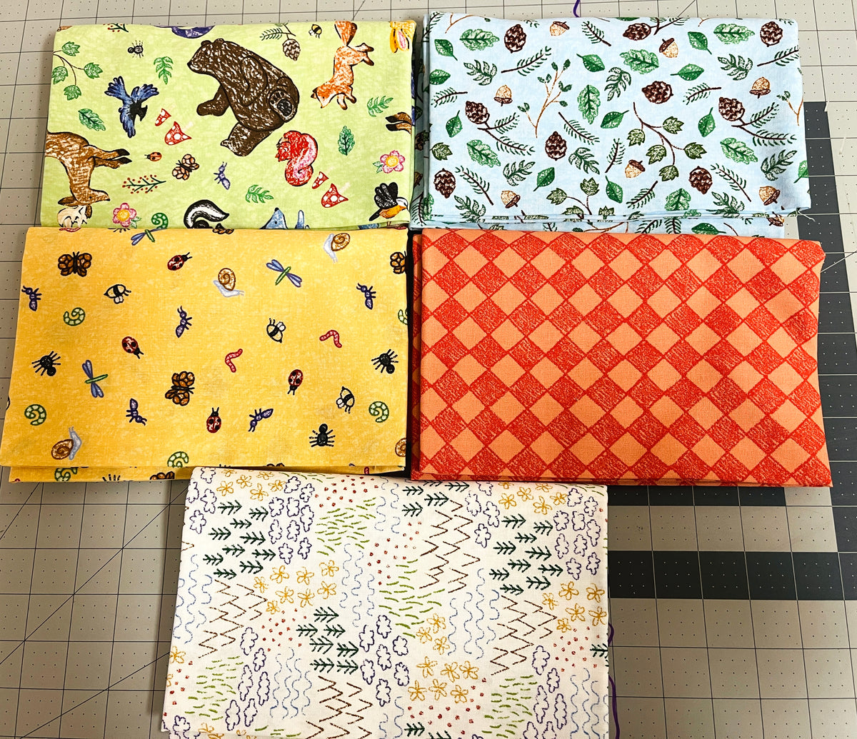 5 Yard + 1 Yard Panel Colorful Critters Green 6 Pieces 1YD­-17910G­-6 Riley Blake 268Y