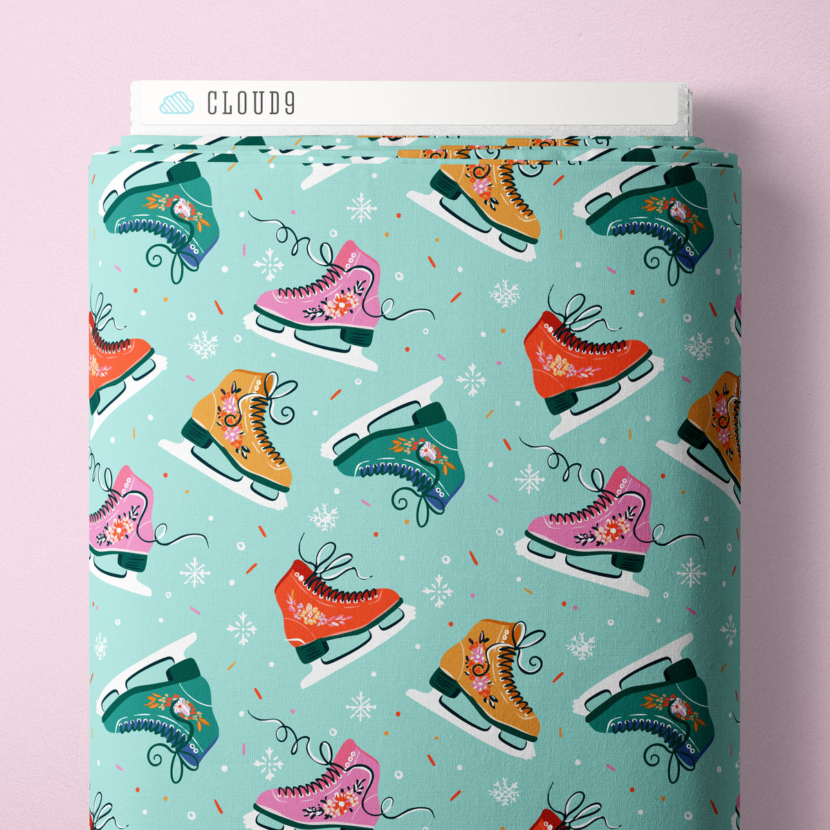 Jolly Tidings 229204 Skate to Be Turquoise Whim & Joy Cloud9 Half Yard