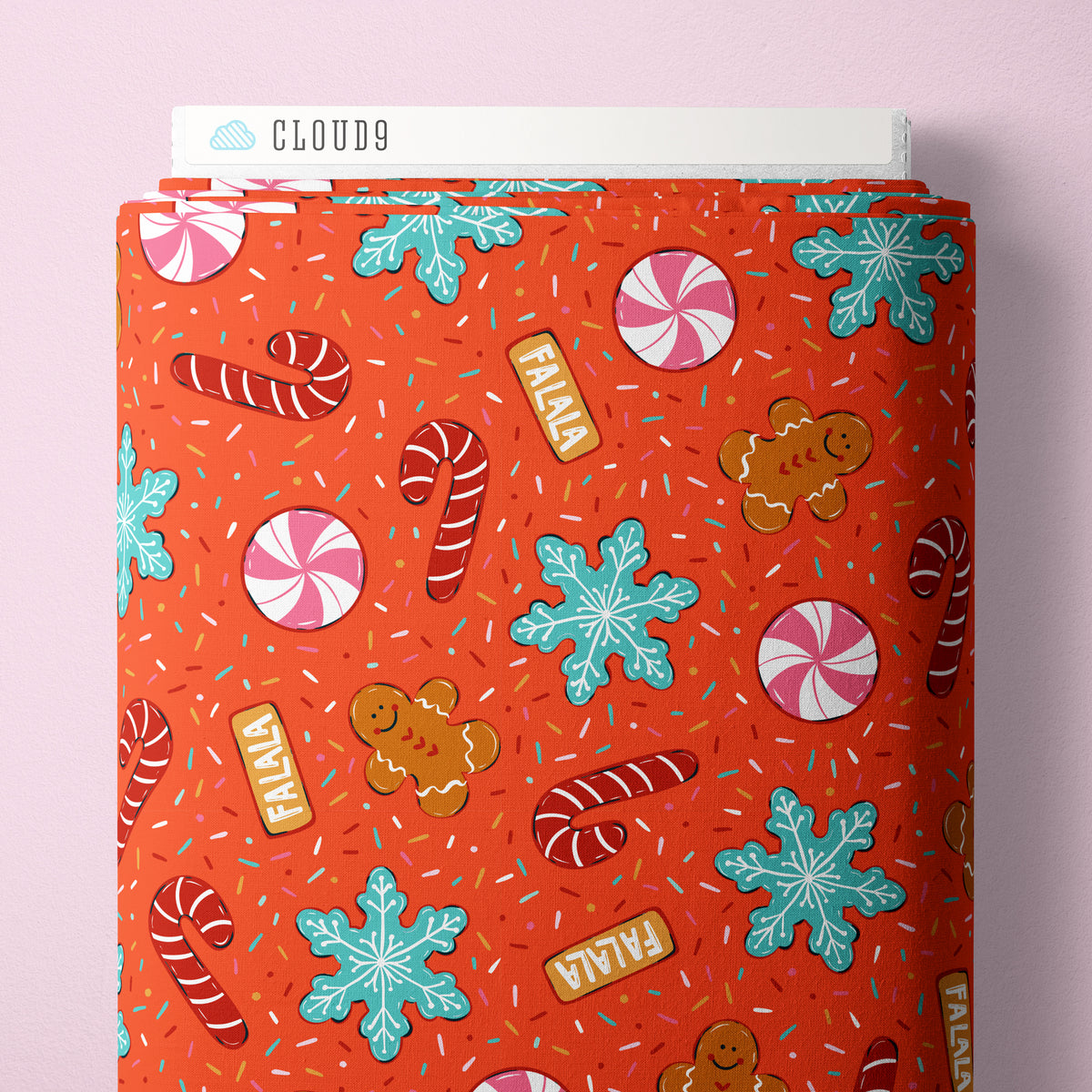 Jolly Tidings 229207 Cookies Chaos Red Whim & Joy Cloud9 Half Yard