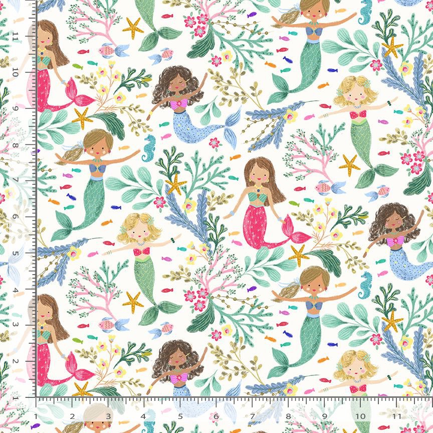 Seas the Day KIDZ-CD4653 MULTI Mermaid on Sea Garden Timeless Treasures Half Yard