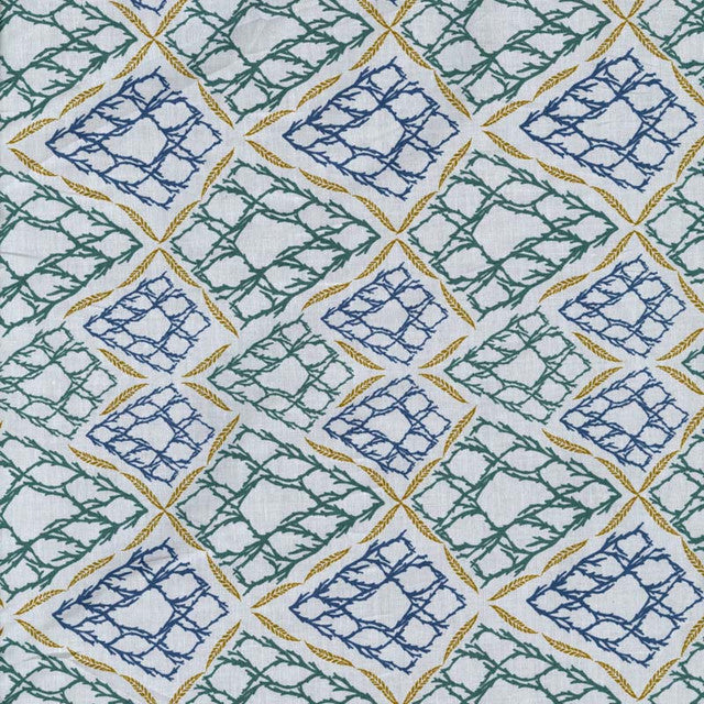 Day Dreaming Geometric Bushes Blue/white Leutenegger LEUL01605/3 By the Half Yard