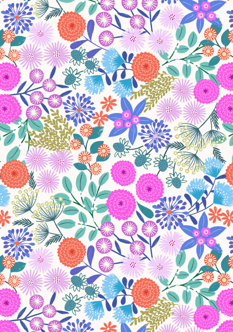 Creative Landscapes Floral On Cream L33A Lewis & Irene Half Yard
