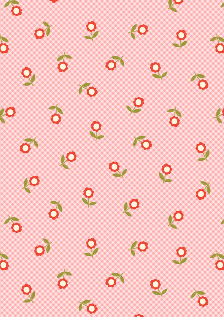 Patchwork Joy Pink Micro Gingham Flowers L36B Lewis & Irene Half Yard