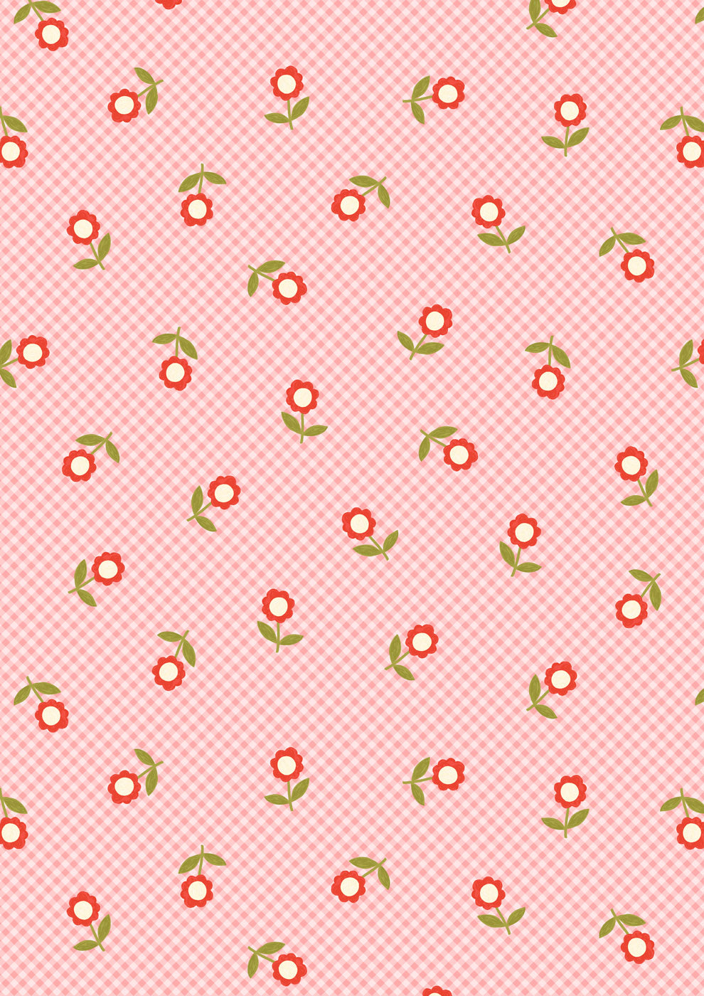 Patchwork Joy Pink Micro Gingham Flowers L36B Lewis & Irene Half Yard