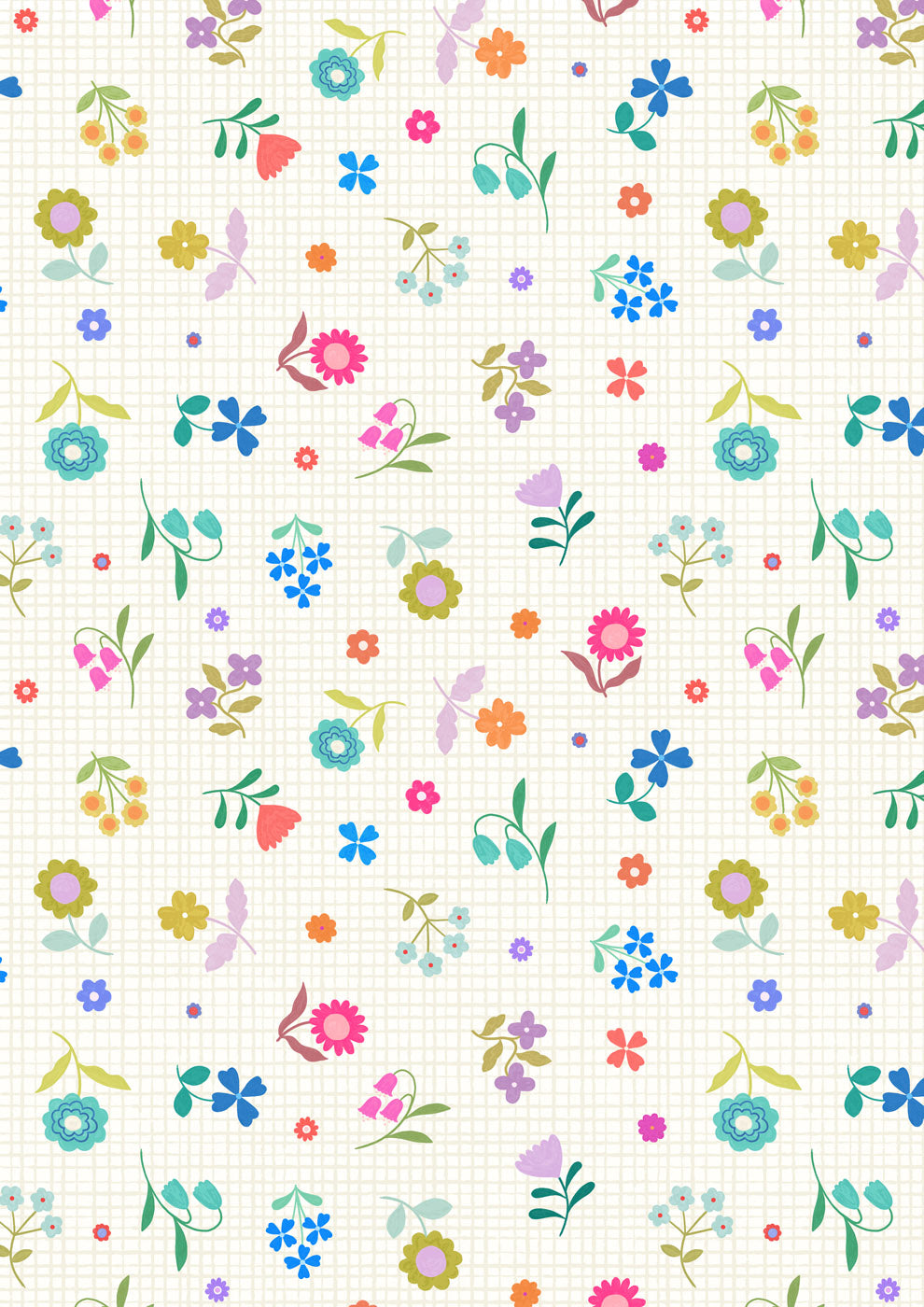 Patchwork Joy Cream Flower Grid L39A Lewis & Irene Half Yard