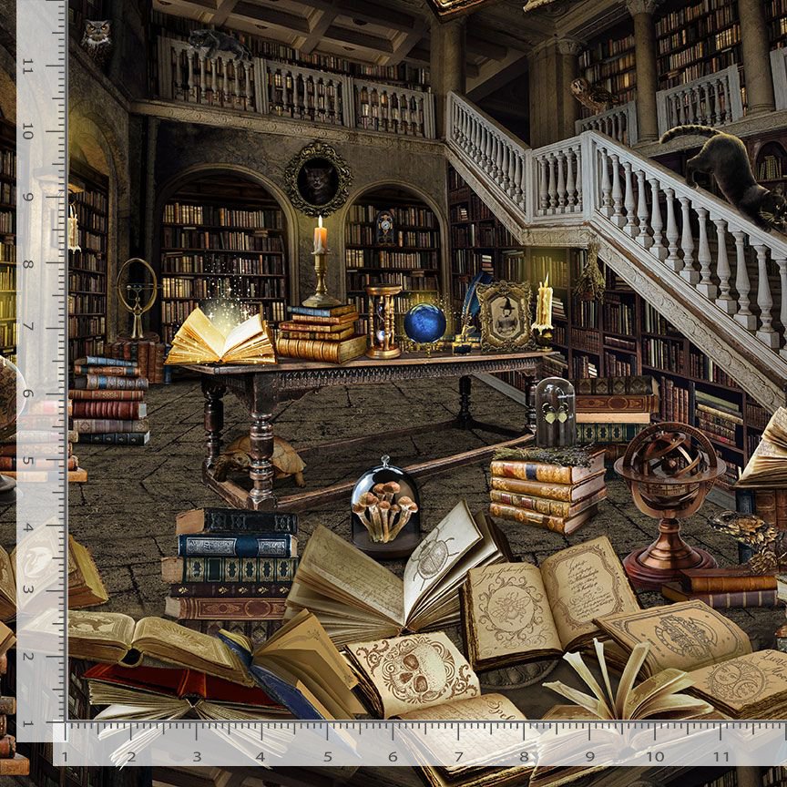 Mad Scientist Magic Haunted Library LIBRARY-CD2529 MULTI Half Yard