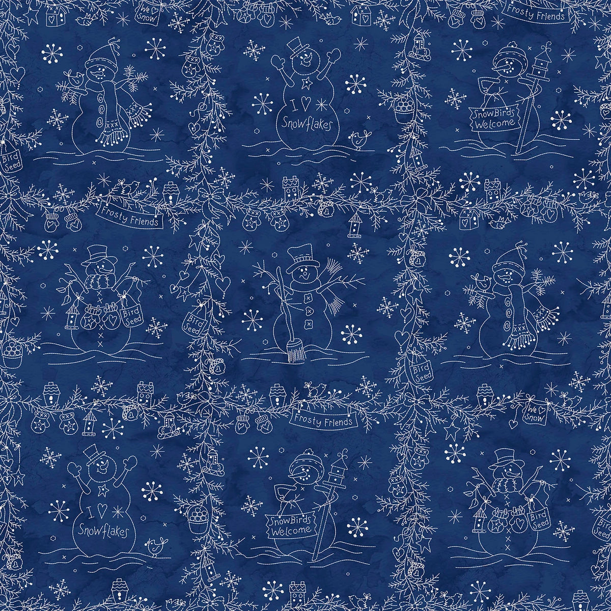 Frosty Friends Blocks Navy MAS11480-N Robin Kingsley Maywood Half Yard
