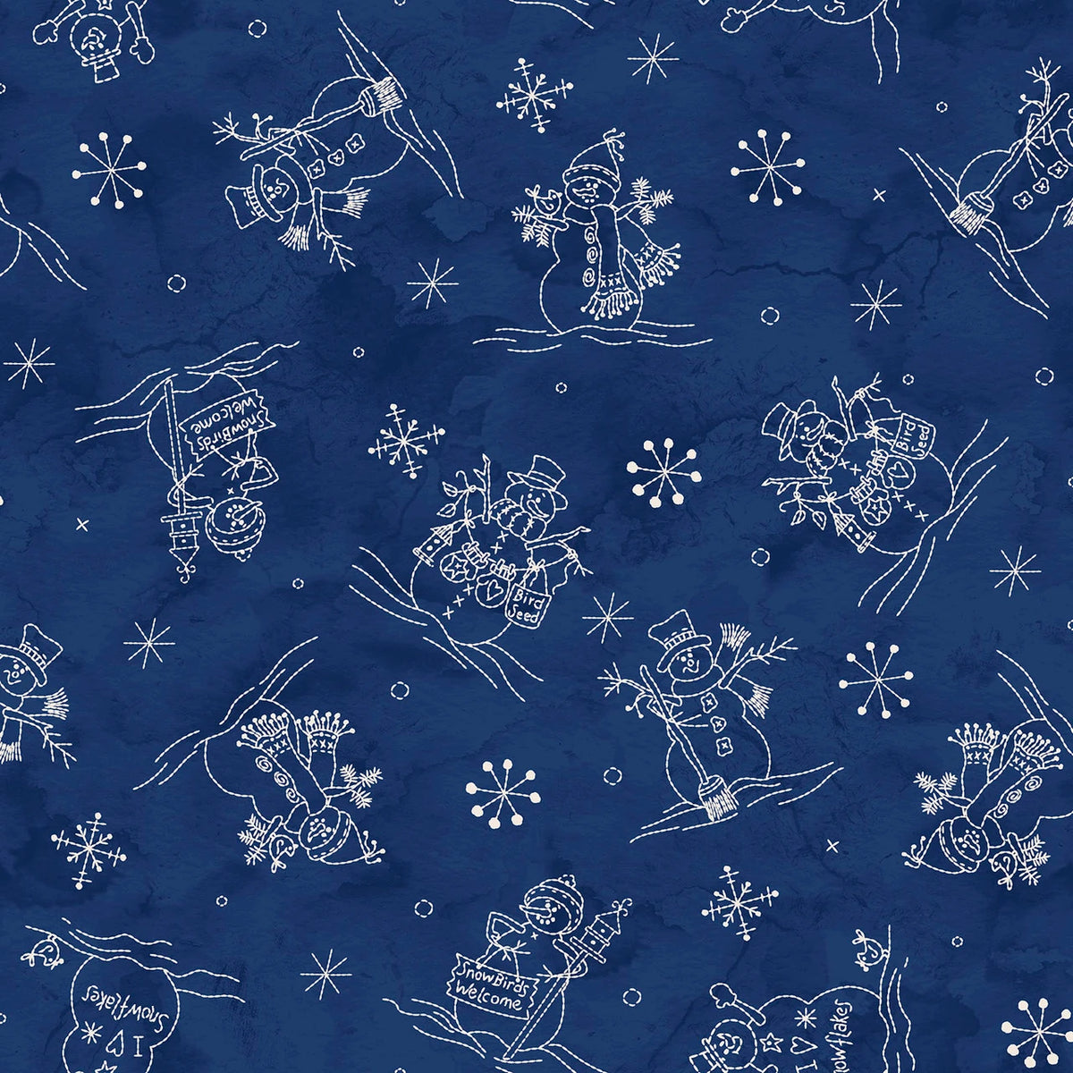 Frosty Friends Tossed Snowmen Navy MAS11481-N Robin Kingsley Maywood Half Yard