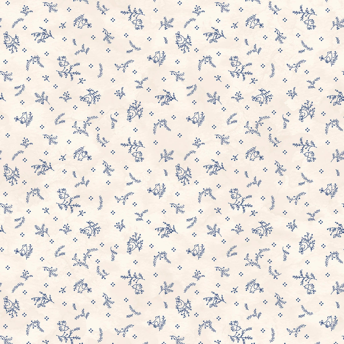 Frosty Friends Sprigs and Birds Cream MAS11484-E Robin Kingsley Maywood Half Yard