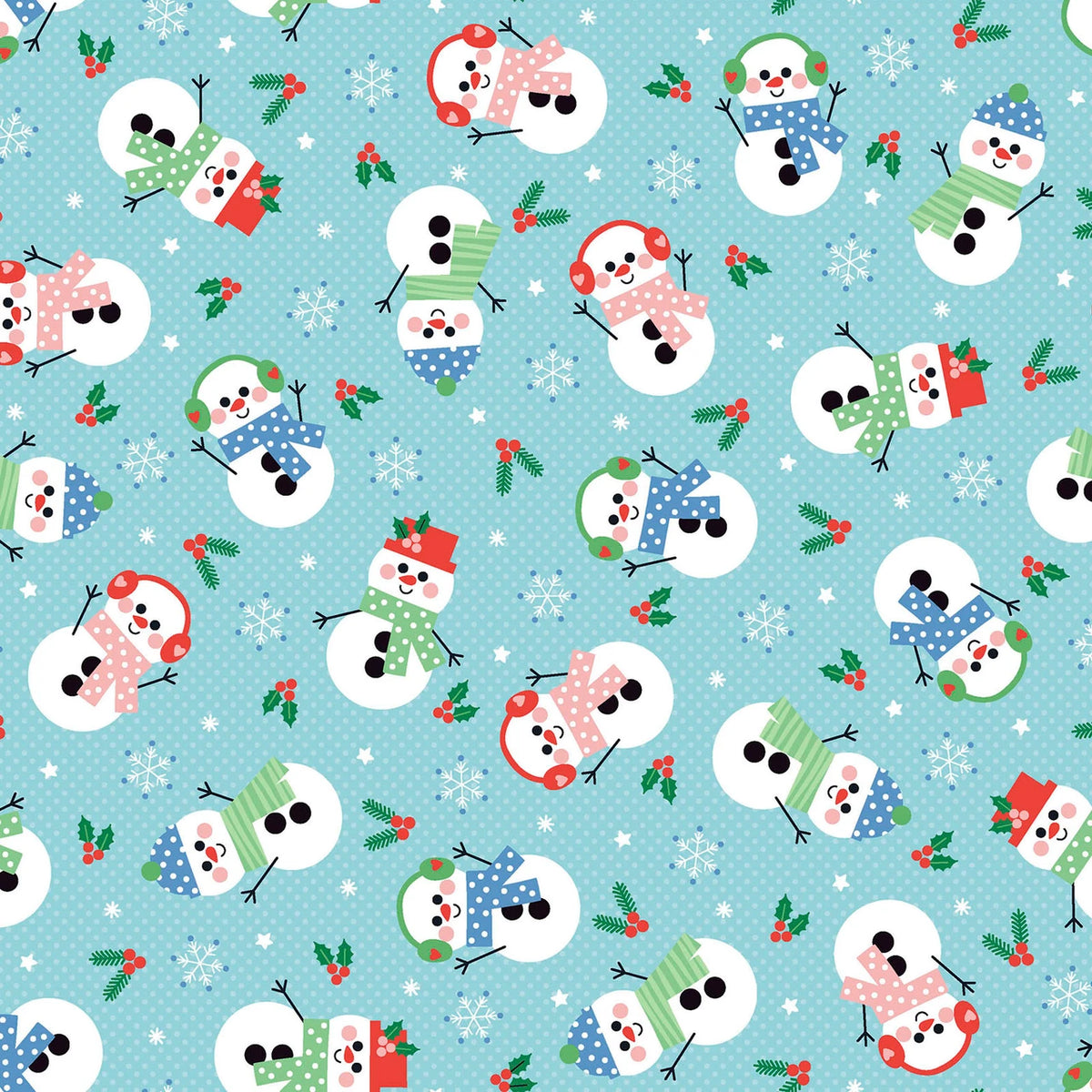 Christmas Break Snowmen Blue MAS11533-B Maywood Studio Half Yard