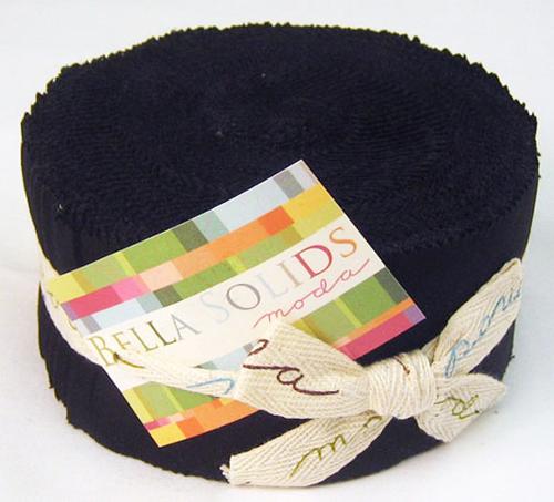Bella Solids Jelly Roll Black 40 Pcs 9900JR 99 Moda