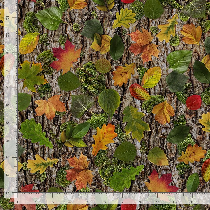 Great Escape NATURE-CD4644 FALL Fall Leaves on Tree Bark Timeless Treasures Half Yard