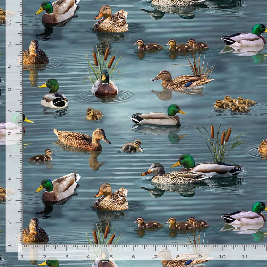 Great Escape NATURE-CD4645 LAKE Wild Ducks on Lake Timeless Treasures Half Yard