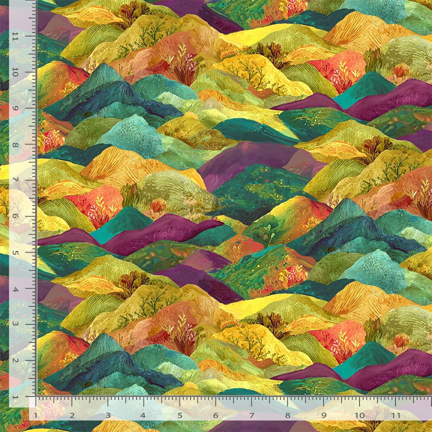 Vibrant Sky NATURE-CD4705 MULTI Painted Mountains Timeless Treasures Half Yard