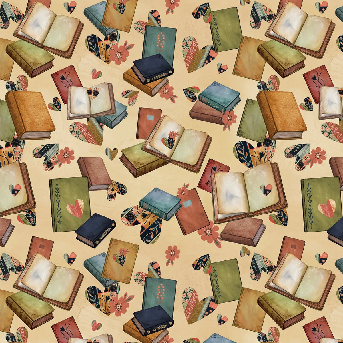 Novella Neutral Book Lover Allover Sally Barlow P&B Textiles NOVE6394 NE Half Yard