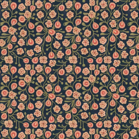 Novella Packed Floral Navy Sally Barlow P&B Textiles NOVE6398 N Half Yard