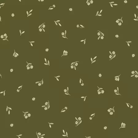 Novella Dainty Sprig Toss Dark Green Sally Barlow P&B Textiles NOVE6400 DG Half Yard