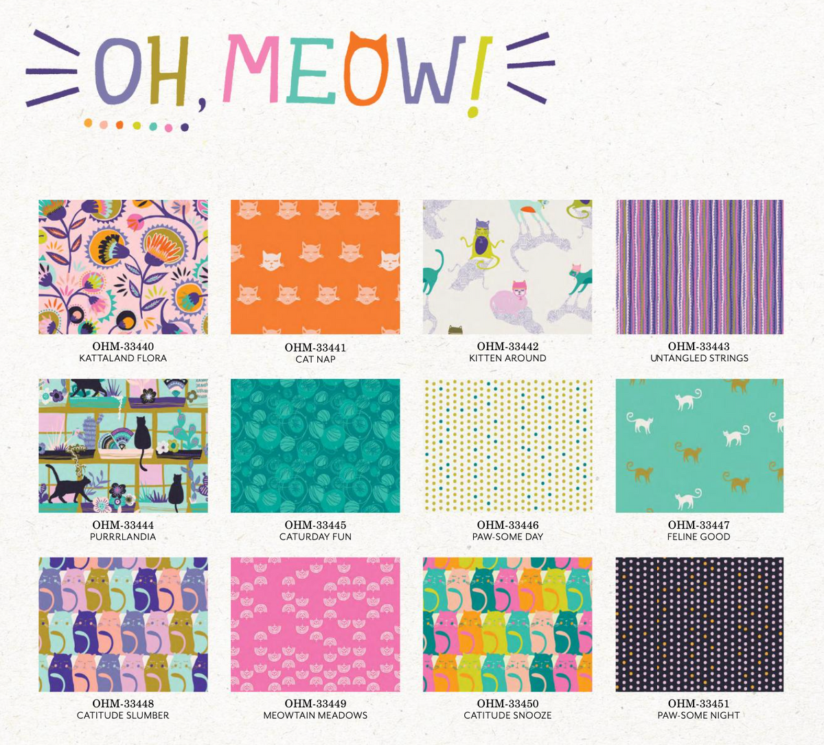Oh, Meow! Caturday Fun OHM-33445 Jessica Swift Art Gallery Half Yard