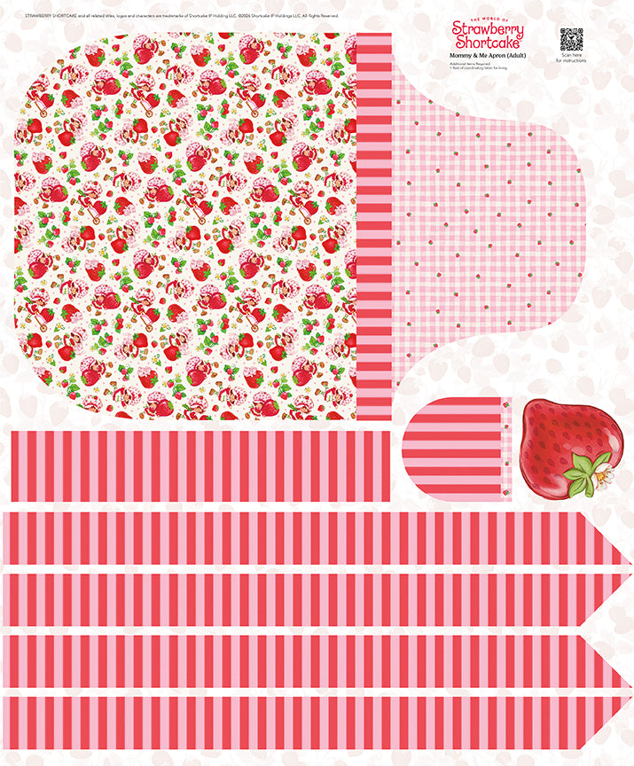 The World of Strawberry Shortcake 35 1/2" x 43 1/2" Adult Apron Panel P18568-PANEL Riley Blake