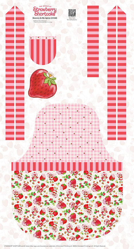 The World of Strawberry Shortcake 23 1/2" x 43 1/2" Child Apron Panel P18569-PANEL Riley Blake