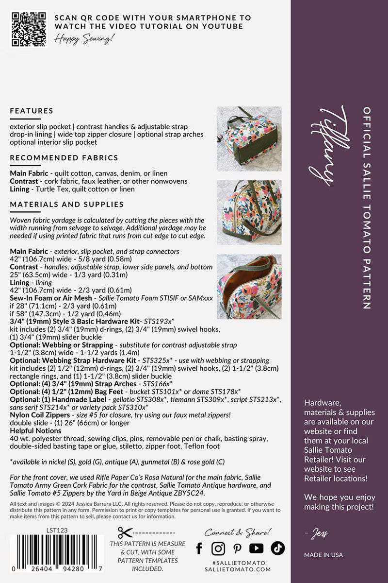 Sallie Tomato Tiffany Bag Pattern P210-TIFFANY Riley Blake
