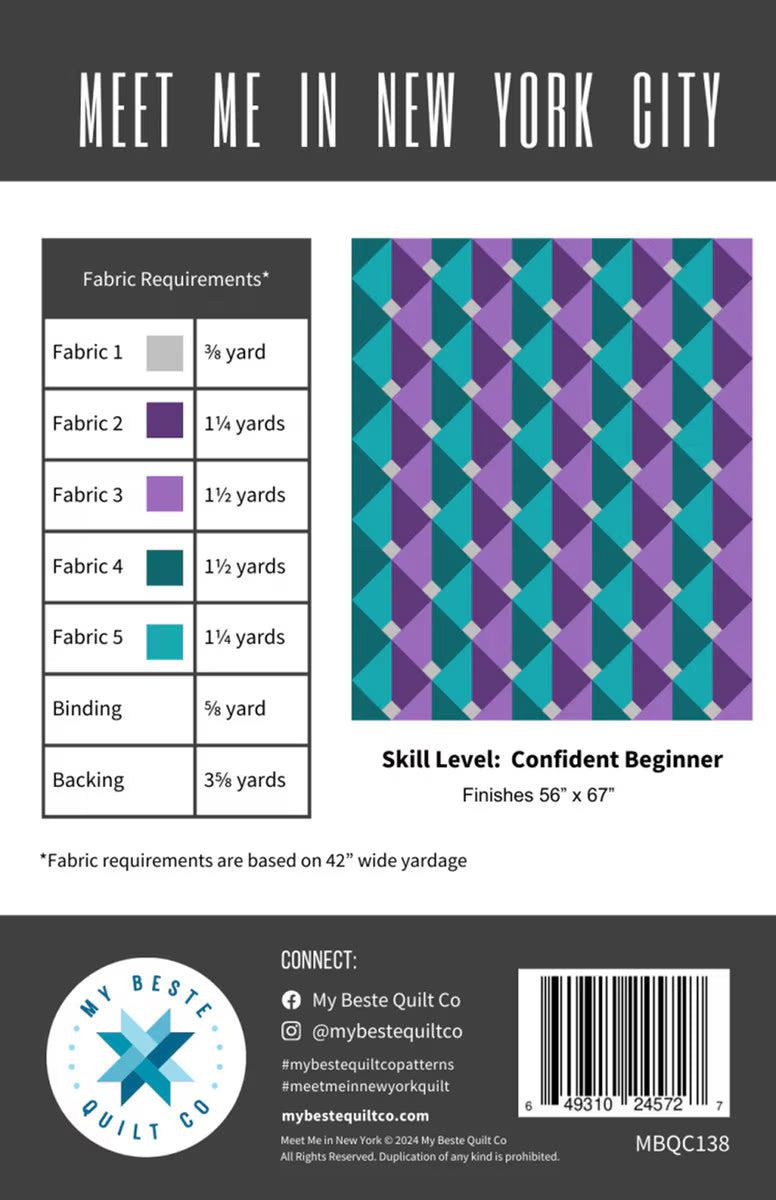 Meet Me in New York City My Beste Quilt Co Riley Blake Designs P237-NEWYORKCITY
