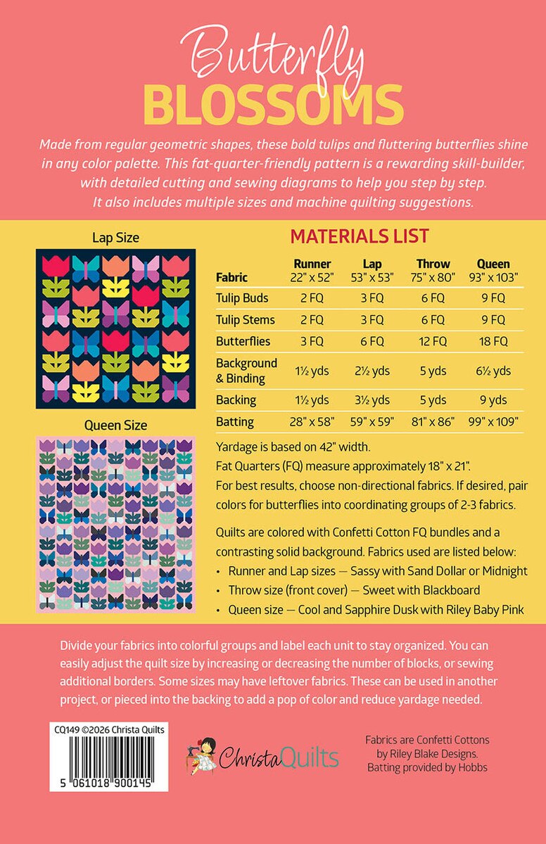 Christa Quilts Butterfly Blossoms Quilt Pattern P290-BUTTERFLYBLOSSOMS Christa Watson Riley Blake