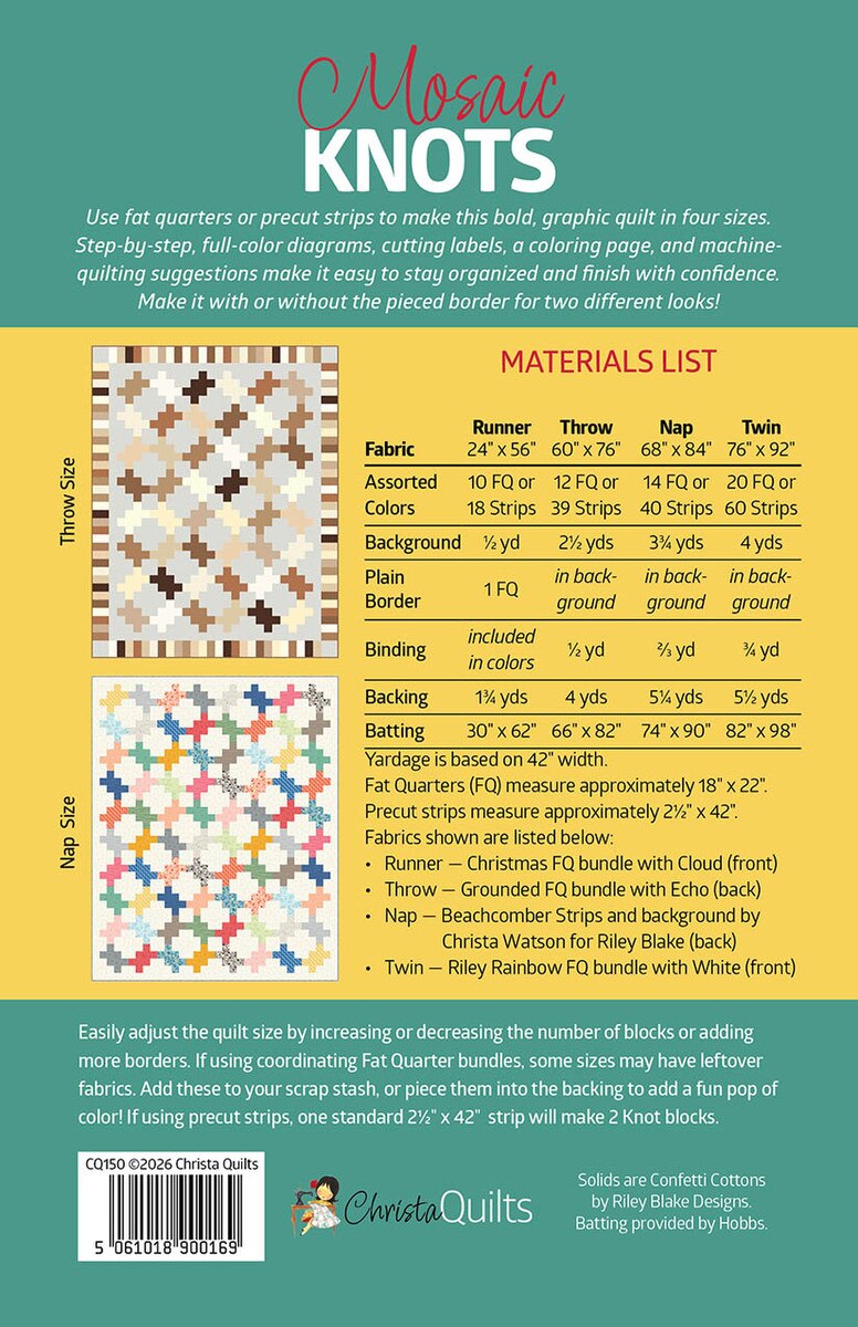 Christa Quilts Mosaic Knots Quilt Pattern P290-MOSAICKNOTS Christa Watson Riley Blake