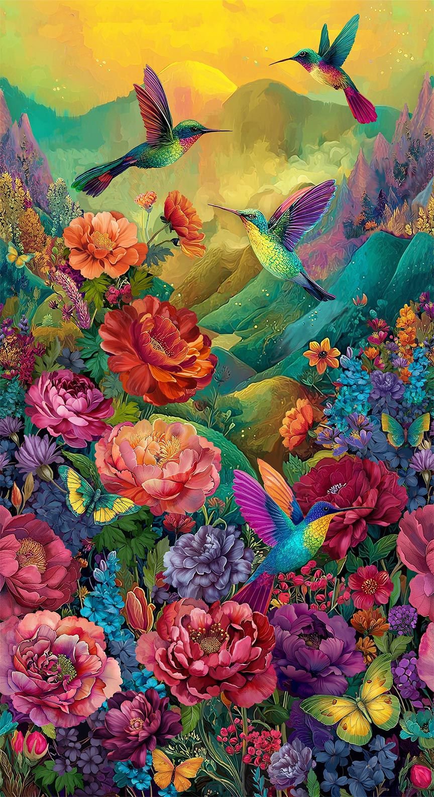 Vibrant Sky NATURE-CD4700 MULTI 24" Hummingbird Panel Timeless Treasures