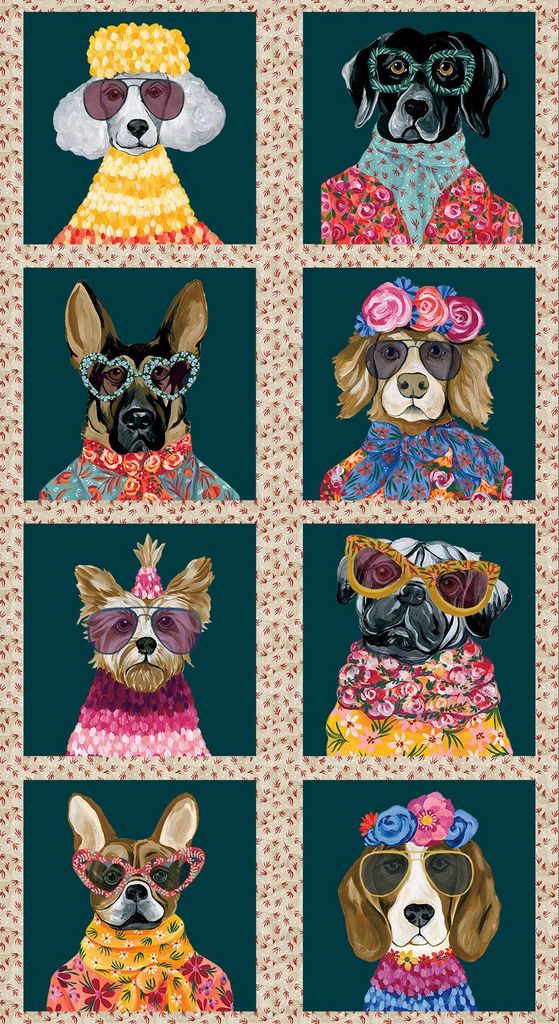 Top Dogs PANELYA-CD4178 MULTI 24" Fashionista Dogs Panel Yvette St. Amant Timeless Treasures