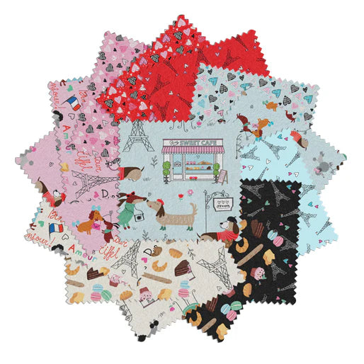 Benartex Parisian Pups 5" Charm Pack