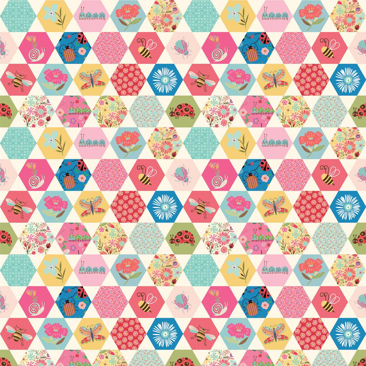 Hey Love Bug Love Bug Hexi McKenzie Elston Poppie Cotton BG25148 Half Yard